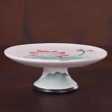 Imagem de FENNYYAR Prato de frutas de lótus de cerâmica, prato de oferta doméstica, 18,5 cm, ornamento de santuário budista