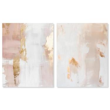 Imagem de Conjunto de 2 decoração de parede com impressão em tela de luxo Blush & Gold da Art Remedy, Gallery Wrapped, 61 x 76 cm
