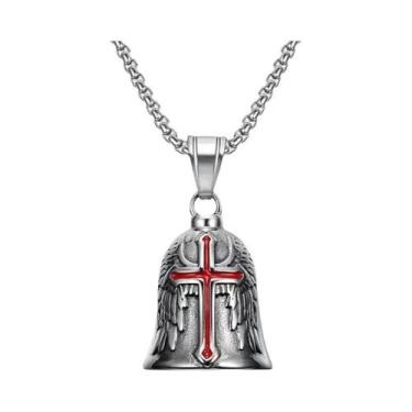 Imagem de Colar Masculino Vintage Com Pingente De Sino De Cruz Cristã De Jesus, 