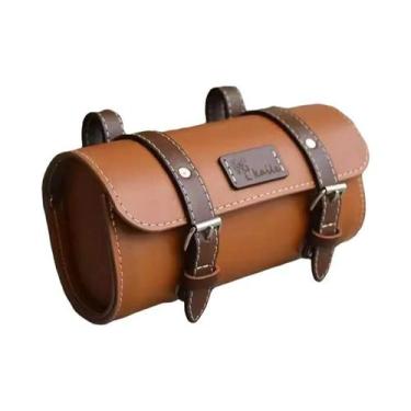 Imagem de Selim De Bicicleta Clássico Retro Marrom Em Couro De Vaca Puro Com Cap