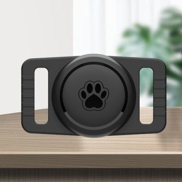 Imagem de Suporte de coleira 2 unidades, suporte de coleira de cachorro para etiqueta de rastreamento, capa de silicone GPS PositionCase para cães (preto)