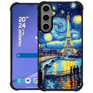 Imagem de CARLOCA Capa compatível com Samsung Galaxy S24 S25 Plus, design gráfico moderno, à prova de choque, antiarranhões, proteção contra quedas para Samsung Galaxy S24 S25 Plus, noite estrelada, Torre