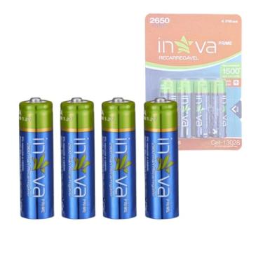 Imagem de Pilhas Recarregáveis AA 1.2V Ni-MH 2650mAh, Kit com 4 Unidades, 1500 Ciclos de Recarga