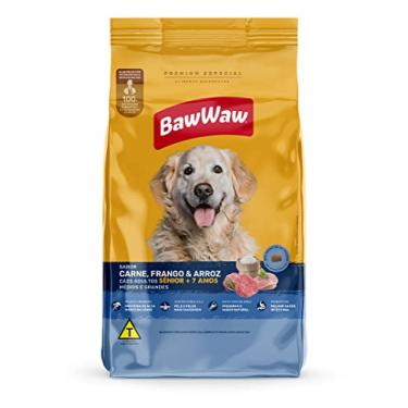 Imagem de Ração Baw Waw para cães adultos Sênior médios e grandes sabor Carne, Frango e Arroz - 5kg