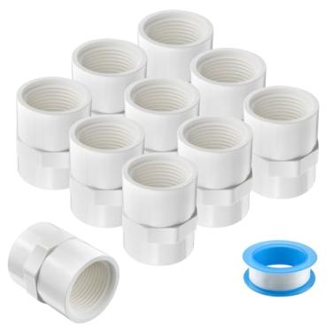 Imagem de SDTC Tech 10 peças 3/4 NPT rosca fêmea branco PVC conector adaptador de encaixe, programação bidirecional 40 soquetes x NPT acoplamento de rosca fêmea