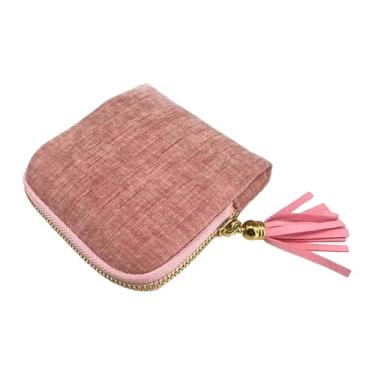 Imagem de Dynwave Estojo organizador de joias pequeno para viagem, porta-anéis, elegante suporte de veludo para brincos, bolsa para guardar pequenos objetos, ideal para, Luz Rosa