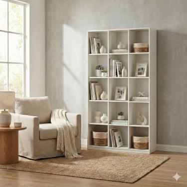 Imagem de Armário Colmeia 15 Nichos Estante Organizador Multiuso Livreiro Casa Sala Quarto Cozinha Lavanderia