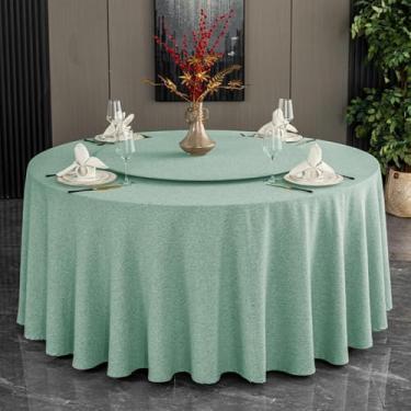 Imagem de Capa de mesa de jantar resistente à água, à prova de derramamento, toalha de mesa redonda, design ajustado, para cozinha, café, restaurante, buffet, decoração de mesa, verde, toalha de mesa de 200 cm