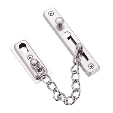 Imagem de Cadeado de corrente de porta de segurança trava de porta de casa trava de corrente de aço inoxidável protetor de porta com trava de pressão anti-roubo de mola (cor: ouro)