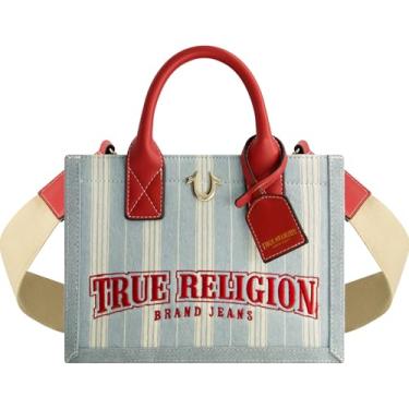 Imagem de True Religion Sacola, mini bolsa feminina com alça de ombro ajustável, jeans, Jeans