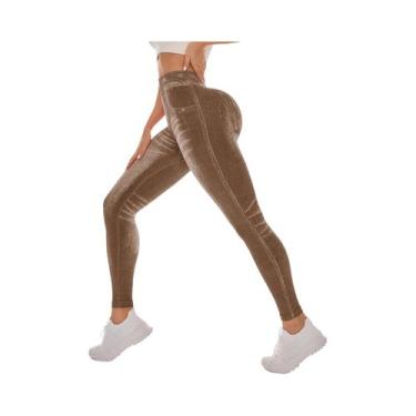 Imagem de Calças De Yoga Sem Costura De Cintura Alta Para Mulheres, Leggings De 
