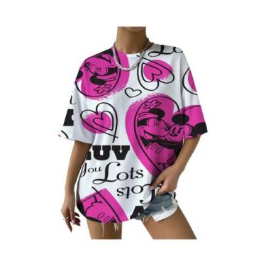 Imagem de Camiseta Feminina Disney Mickey Minnie Mouse Com Estampa De Amor, Moda