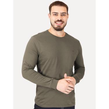 Imagem de Camiseta Aramis Masculina Manga Longa Basica Logo Verde Militar-Masculino