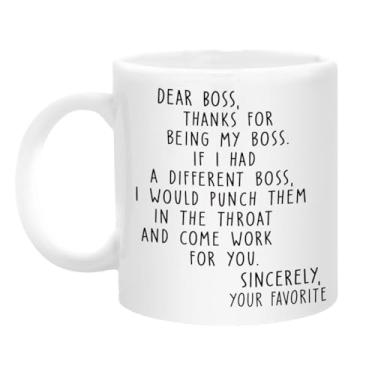 Imagem de Caneca de café Dear Boss, presentes engraçados para colegas de trabalho, presentes de agradecimento para chefe do funcionário, presente para o trabalho, sarcástico escritório xícara de café presente