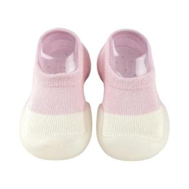 Imagem de Sapatos De Bebê Respiráveis E Antiderrapantes Em Algodão Cardado, Meia