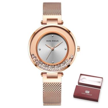 Imagem de Relógio De Pulso Feminino Mini Focus Mf0254l à Prova D'água Ouro Rosa