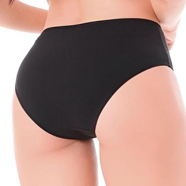 Imagem de Calcinha Cotton Cós Alto Forro Algodão Cintura Alta Dupla Lingerie Adu