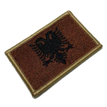 Imagem de Bandeira País Albânia Patch Bordada Fecho de Contato Gancho - BR44