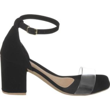 Imagem de Sandália Saltinho Vinil Transparente Feminino Adulto - Bella Chic, Vin