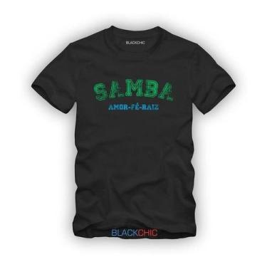 Imagem de Camiseta Masculina Plus Size Samba Raiz Algodão Manga Curta G1 ao G3 -