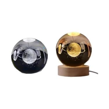 Imagem de Lâmpada De Mesa De Cristal 3D Do Sistema Solar Com Iluminação LED, Lâm