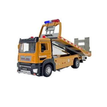 Imagem de Brinquedo de caminhão de reboque em liga leve para meninos com luzes e