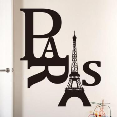 Imagem de Adesivos de parede Paris Eiffel Tower Modern Lettering 48x58cm - yiwei