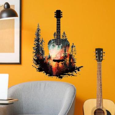 Imagem de Adesivos de parede Forest Guitar Nature Landscape PVC 29,5 x 29,5 cm -