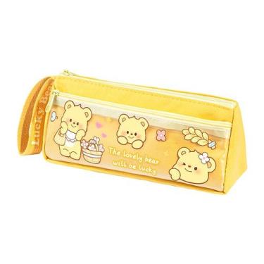 Imagem de Estojo de lápis de grande capacidade com estampa de urso fofo em tela 