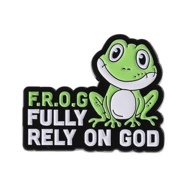 Imagem de Broche Pins Cartoon Frog com design de citação em liga verde - yiweisa