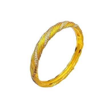 Imagem de Pulseira trançada banhada a ouro Twist para mulheres de 33 g com crist