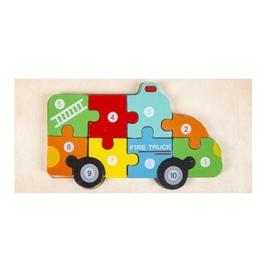 Imagem de Puzzle Toy Ambulance Jigsaw de madeira para crianças de 36 meses ou ma