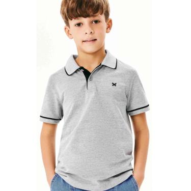 Imagem de Blusa Básica Polo Menino Piquet Cinza com Bordado - Hering