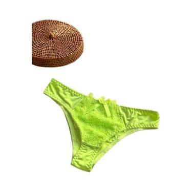 Imagem de Calcinhas De Renda De Cintura Baixa Para Mulheres, Cor Sólida, Sexy E 