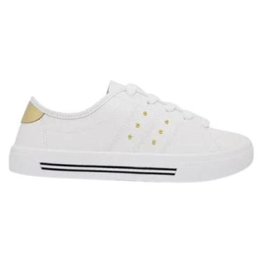 Imagem de Tênis Moleca Casual Napa Floather Tachas Metálicas Feminino Branco, 37