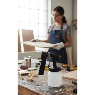 Imagem de Pistola Pulverizadora Pintura Reposição Preto/Branco 800ml - Congratul