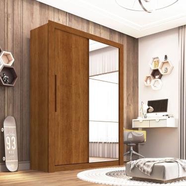 Imagem de Guarda Roupa Solteiro Panama 2 Portas de Correr 2 Gavetas MDP-MDF com Espelho Cinamomo Sallêto Móveis