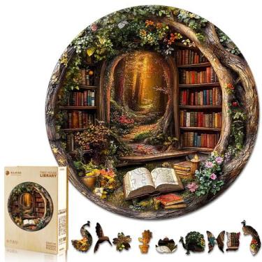 Imagem de Quebra-cabeça de madeira KAAYEE 3D Tree House Library 29x29 cm 200 uni