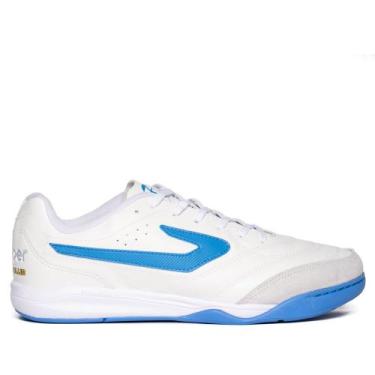 Imagem de Chuteira Masculina Topper Futsal Maestro Club VI Branco/Azul, Branco, 