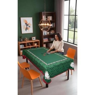 Imagem de 2x Toalha Mesa Poker Verde 1,40x2,20m Flanela Veludada Jogo - Congratu