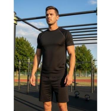 Imagem de Camiseta Masculina Raglan Dry Proteção Solar UV Lisa Corrida Academia Ciclismo Esporte...
