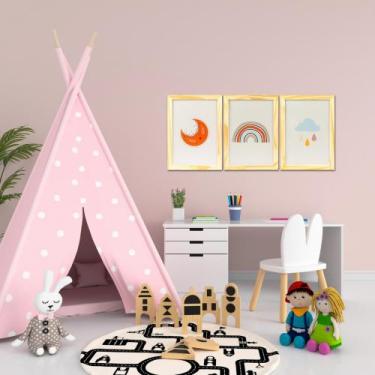 Imagem de Quadro Infantil Boho Lua, Arco - Iris e Nuvem - Bebê Mimos