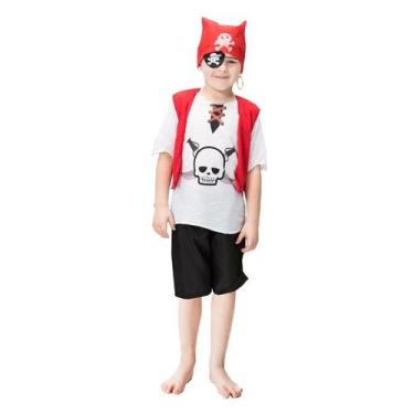 Imagem de Fantasia Pirata Infantil Skull Curta Com Colete - Fantasias Carol FSP,