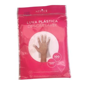 Imagem de Luva Plastica Descartavel Ntflex Transparente Kit 500 Unid