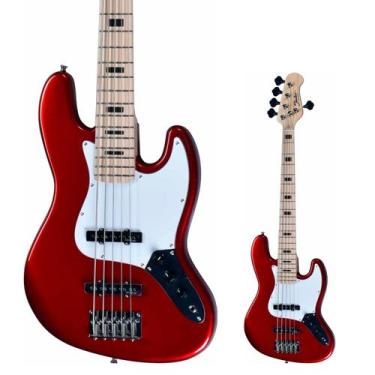 Imagem de Baixo 5 Cordas Jazz Bass Shelter SHJB755 PRO CAR Vermelho