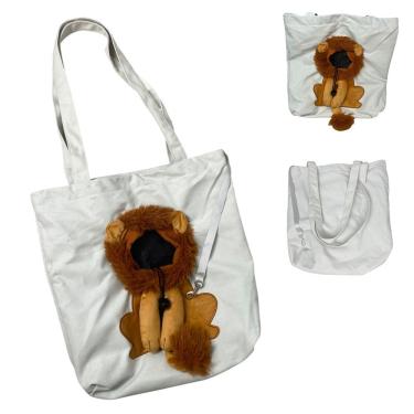 Imagem de Bolsa de Transporte para Pets Leva Pro Pet BSL3905 Estampa Leão Náilon Branco