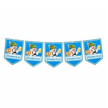 Imagem de Faixa Decorativa Bandeirinhas Oktoberfest Bavaria Tecido Azul 8m X 18cm Neotrentina