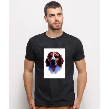 Imagem de Camiseta masculina Preta algodao Desenho Arte Geometrica Beagle
