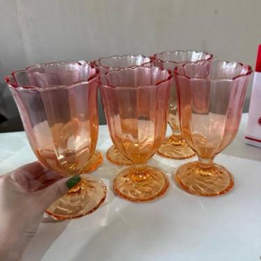 Imagem de Jogo de taça rosa de vidro degrade com 6 peças para cozinha peach kit 