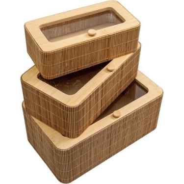 Imagem de Jogo 3 Organizadores Mimo Style com Tampa em Bambu para Organização